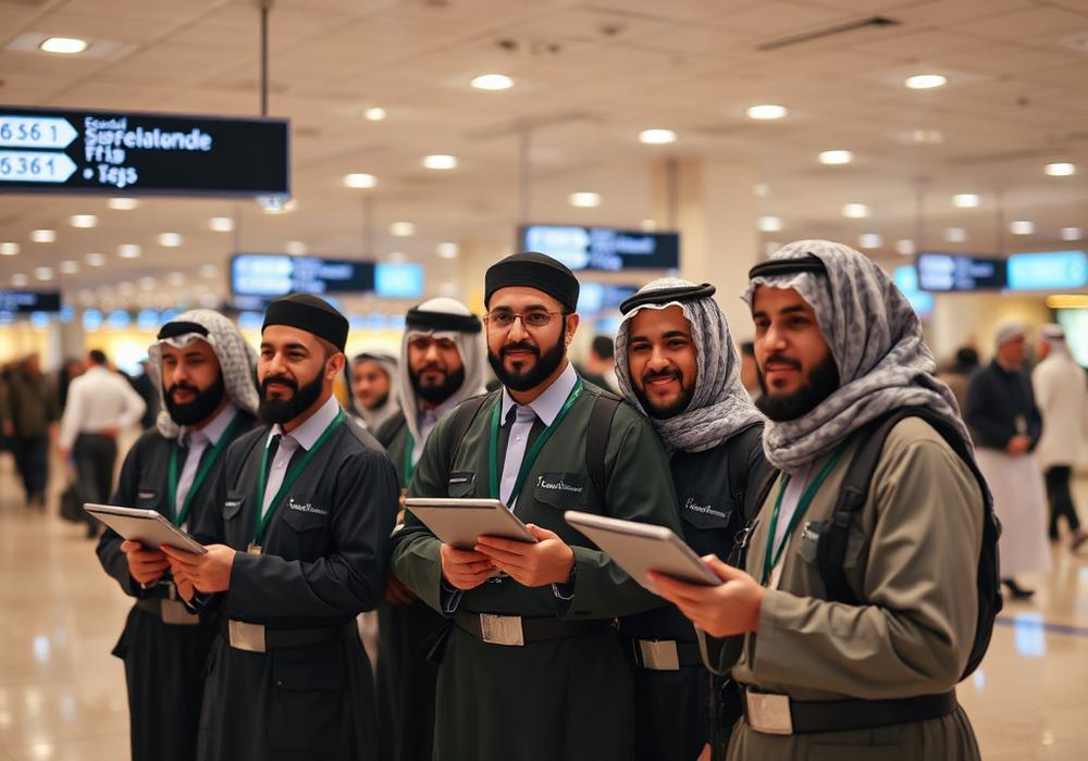 Tim operasional haji di terminal bandara